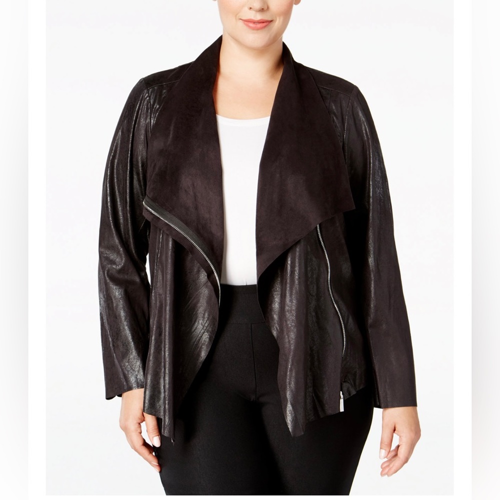 Calvin Klein Plus Size Distressed Flyaway Jacket Size 1X